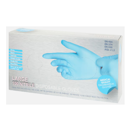 Gants jetables en nitrile - Bleu - Taille L